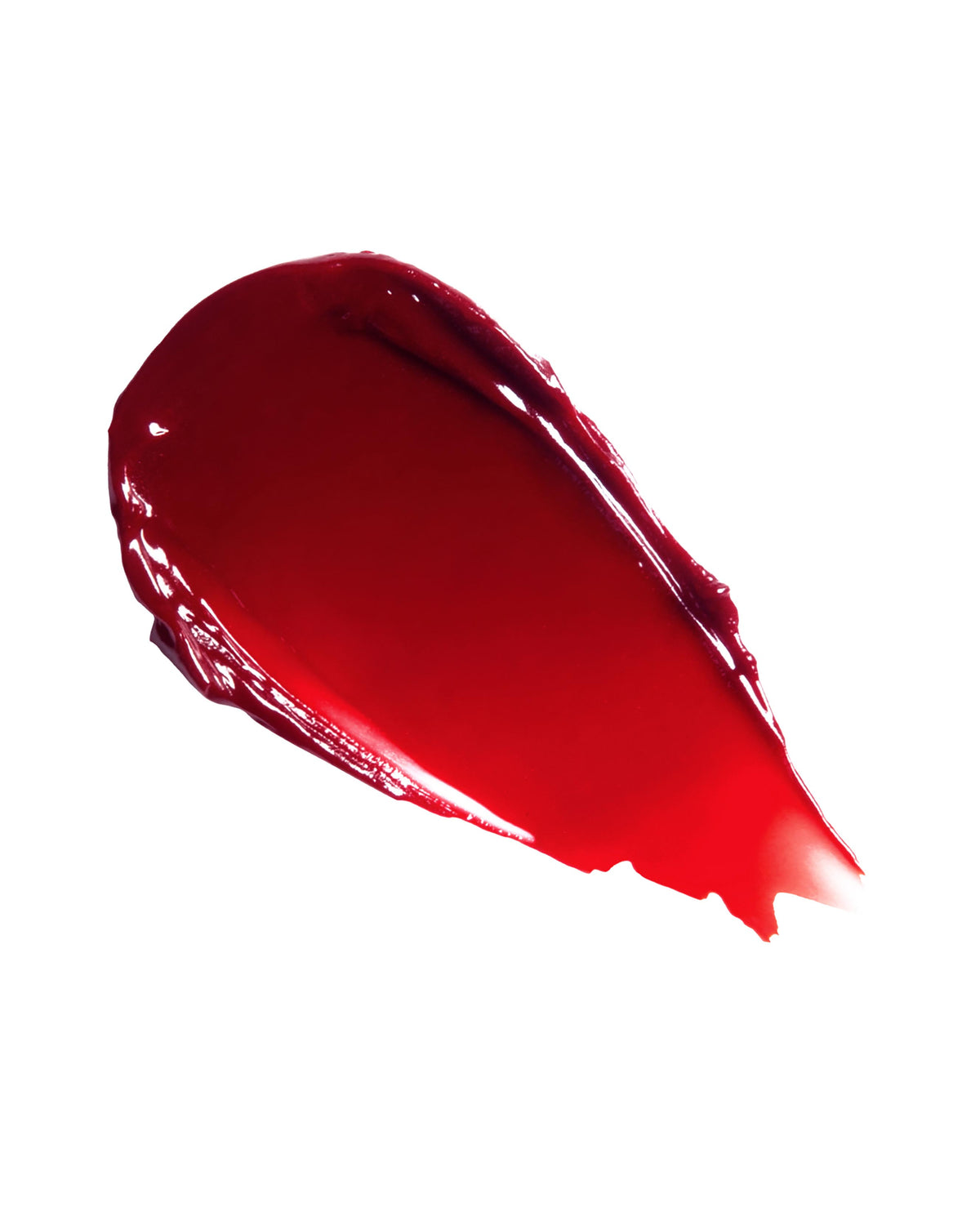 Cherry red makeup swatch on a white background